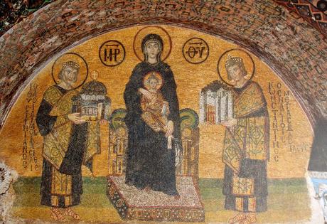986-1017 Vierge et l'Enfant entre Justinien et Constantin Lunette du vestibule Sainte Sophie istambul