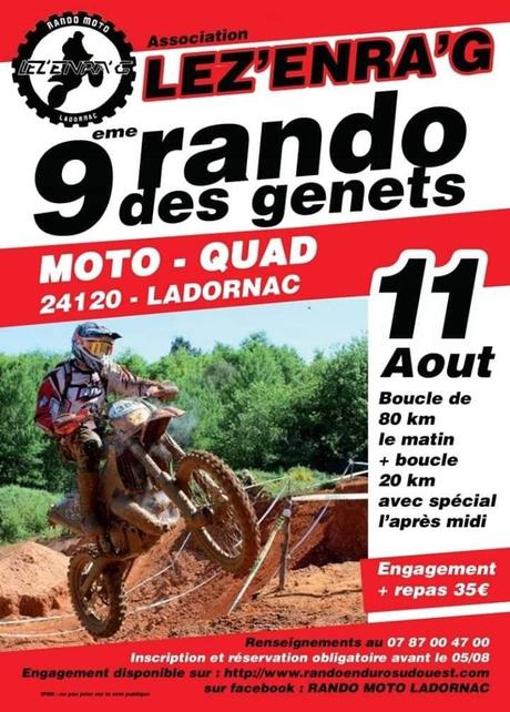 Rando moto et quad de l'Association Lez'enra'g, Rando de Genets de Ladornac (24) le 11 août 2019