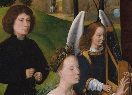 1479-80 Hans_Memling_-_The_Mystic_Marriage_of_St_Catherine MET detail