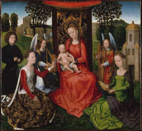 1479-80 Hans_Memling_-_The_Mystic_Marriage_of_St_Catherine MET