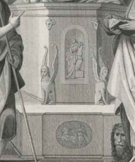 1517 Garofalo Madonna del Pilastro Garofalo giovanni-battista-gerolamo-francesco-di-assisi-san-antonio-donor Ludovica Trotti detail gravure