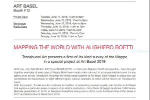 ART BASEL Galerie TORNABUONI – Alighiero Boetti Mappe (13/16 Juin 2019) ART BASEL Galerie TORNABUONI – Alighiero Boetti Mappe (13/16 Juin 2019)