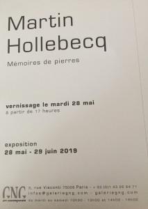 Galerie GNG  exposition Martin Hollebecq « Mémoires de pierres » 28 Mai au 29 Juin 2019
