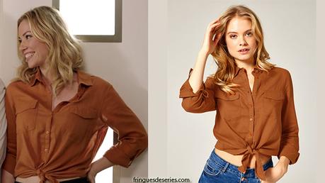 DEMAIN NOUS APPARTIENT : le chemisier à nouer camel d’Anna dans l’épisode 481