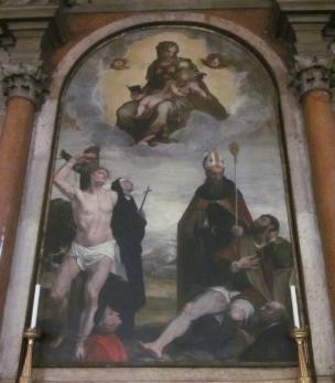 1540-50 Brusasorci Domenico, san Sebastiano, santa Monica, sant'Agostino, san Rocco e due donatori Chiesa di S. Eufemia, Verona