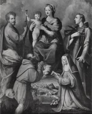 1520-50 Tosini Michele San Giacomo Maggiore, Francesco d'Assisi, Chiara, Lorenzo e committente Leonardo Buonafede Museo del Cenacolo di Andre
