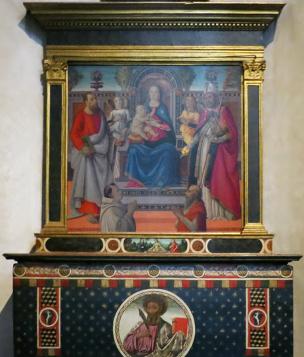 1486 - 1513 Rafaellino del Garbo, san Bartolomeo, san Nicola di Bari e donatori, Chiesa di S. Spirito, Firenze