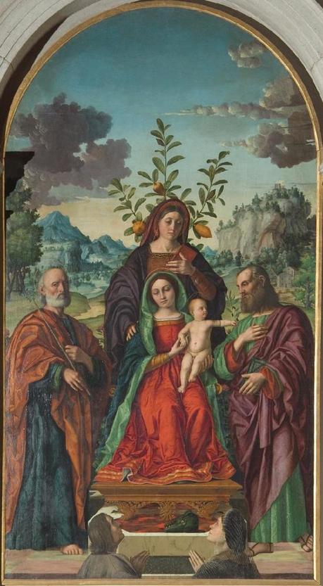1526 Girolamo Dai Libri Pala Baughi Sant Anna con la Madonna e Gesu Bambino tra San Giuseppe e San Gioacchino e donatori San Paolo Verone