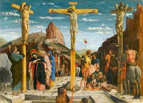 1457-60 Mantegna,_Andrea_-_crucifixion_-_Louvre_from_Predella_San_Zeno_Altarpiece_Verona