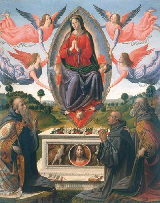 1500-10 Cosimo Rosselli Assunzione san Giovanni Gualberto, san Antonio e donatore Museo di arte sacra Beato Angelico, Vicchio
