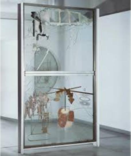 Marcel Duchamp, La Mariée mise à nu par ses célibataires, même ou Le Grand Verre, 1915-1923 huile, feuille de plomb, fil de plomb, poussière et vernis sur deux plaques de verre