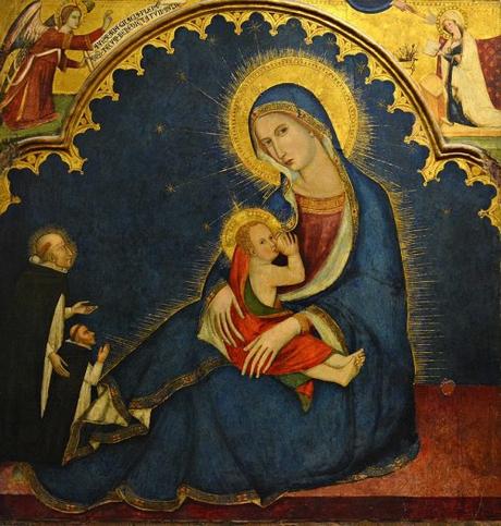 1350-55 Maestro_delle_Tempere_francescane_ Madonna_dell'Umilta_con_san_Domenico_e_donatore,_Capodimonte
