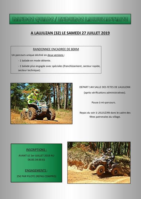 Rando quads-motos Laujuzannaise le samedi 27 juillet 2019, du comité des fêtes de LAUJUZAN (32)