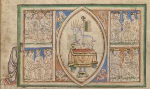 1255-60 Anglais getty museum Ms. Ludwig III 1 (83.MC.72) fol 5 The Vision of the Lamb
