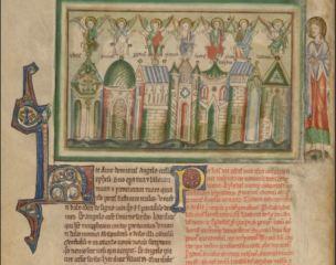 3-4-2 La vision de Patmos dans les Apocalypses anglo-normandes 1255-60 Anglais getty museum Ms. Ludwig III 1 (83.MC.72) fol 2v sept eglises d'Orient