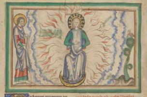 1255-60 Anglais getty museum Ms. Ludwig III 1 (83.MC.72) fol 19v Femme vetue de soleil OK
