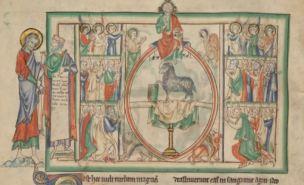 1255-60 Anglais getty museum Ms. Ludwig III 1 (83.MC.72) fol 9v L'adoration de l'Agneau et du Seigneur
