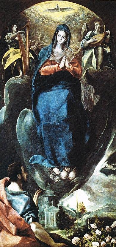 1585 El_Greco_-_The_Virgin_of_the_Immaculate_Conception_and_St_John_Musee Santa Cruz de Tolede