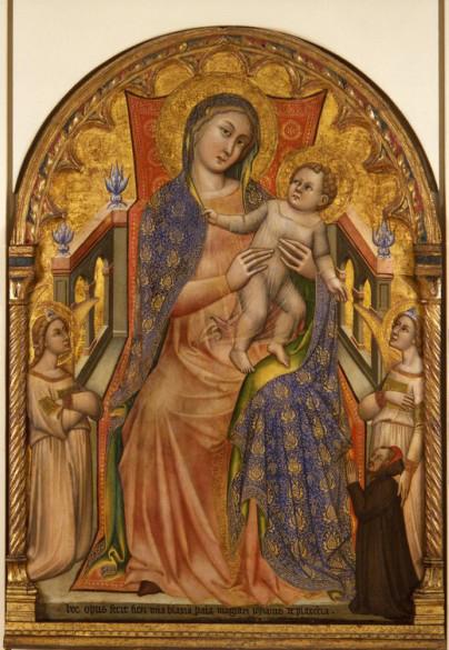 1378 Simone di Filippo Madonna col Bambino, angeli e il donatore Giovanni da Piacenza Pinacoteca Bologna