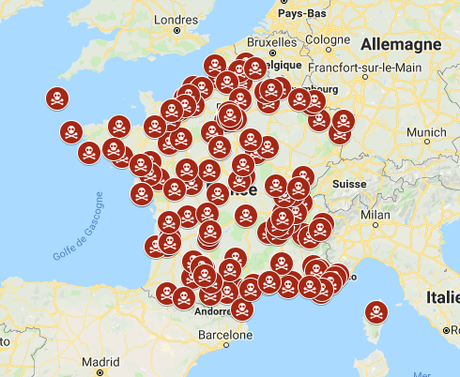 Cartographie des accidents du travail mortels en France en 2019