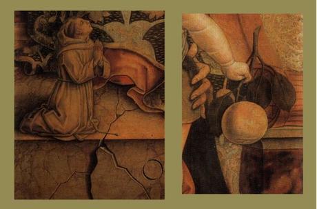 1482 Crivelli,_Madonna_col_Bambino_e_piccolo_frate_francescano_orante Pinacoteca Vaticano detail franciscain