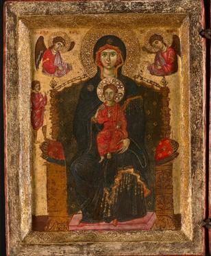4-2 Le donateur-souris : seul, à gauche 1275-85-Acre-Anonimo-veneziano-Madonna-con-Bambino-in-trono-angeli-e-donatore-The-Art-Institute-of-Chicago-Chicago