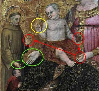4-2 Le donateur-souris : seul, à gauche 1380-90 Niccolo di Pietro, Madonna con Bambino con san Francesco d'Assisi e donatore coll priv schema