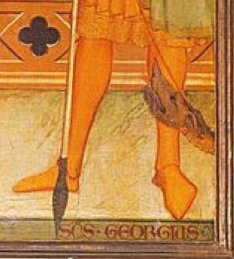 1336 Andrea_orcagna ou Maso di Bianco _ss_Mattia,_Giorgio_e_un_donatore San Giorgio a Ruballa detail