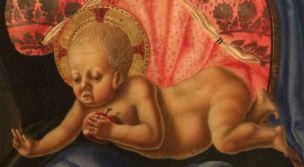 1472 Nicola di Maestro Antonio di Ancona, san Leonardo,Girolamo,Giovanni Battista, Francesco d'Assisi e donatrice Carnegie enfant