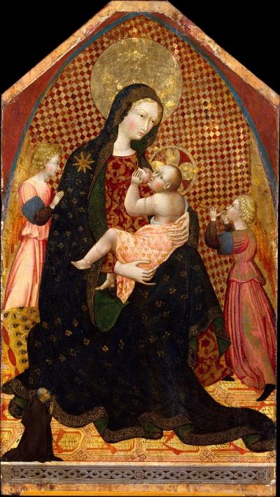 1445 ca Giovanni di Paolo Vierge de l'Humilite avec deux anges et un donateur inconnu MET