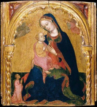 4-2 Le donateur-souris : seul, à gauche 1400-50 Zanino_Di_Pietro_-_Madonna_of_Humility_with_a_Donor_and_Angels_-coll priv
