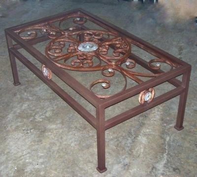 iron gate coffee table live edge trapezoid table base