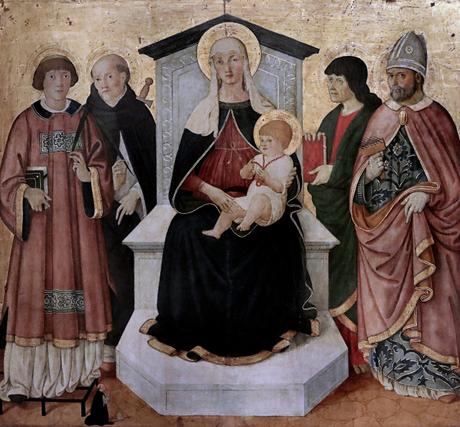 1490 ca Pier-Francesco-Fiorentino-Saint Laurent, saint Pierre Martyr, saint Jean Saint Blaise eveque dominicain Petit Palais Avignon