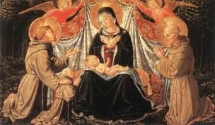 1452 Benozzo_Gozzoli_-_Madonna_and_Child_with_Sts_Francis_and_Bernardine,_and_Fra_Jacopo_-Kunshistorisches Museum Wien