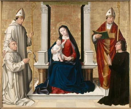 1500 ca Anonyme avignonnais Vierge a l'enfant avec St Hugues, St Ambroise, un chartreux et un laic Musee du Petit Palais Avignon