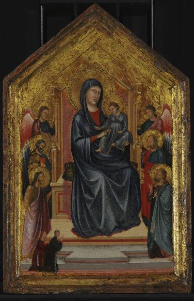 1290-1320 Saint Cecilia Master Madonna and Child Enthroned with Four Saints, Two Angels and Two Donors Musee des BA Budapest