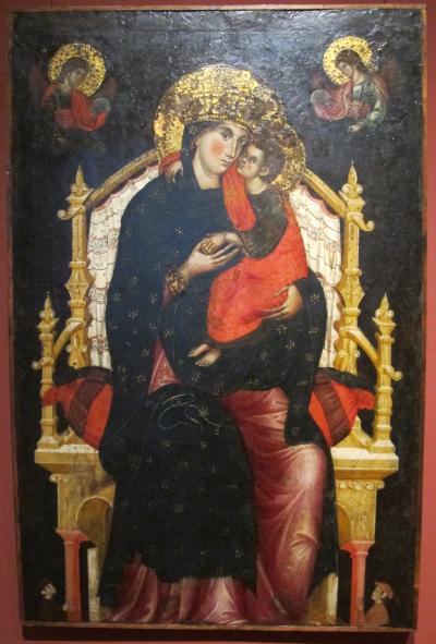 1310-15 MARCO DI MARTINO DA VENEZIA Vierge glykophilousa and Child Enthroned with Donors Pushkin Museum