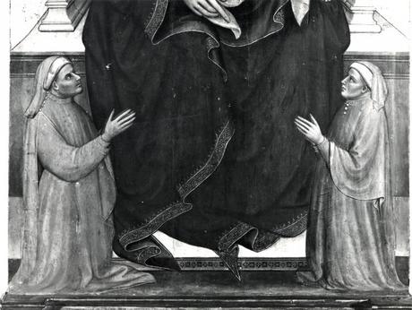 1404 Mariotto di Nardo Madonna con Bambino in trono e donatori Museo del Tesoro della Basilica di S. Francesco Assise detail