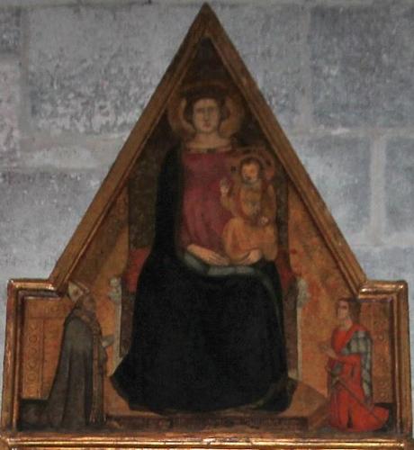 1338-43 Eveque Silvestro di Ottana et donateur Mariano d'Arborea Duomo Ottana Sardaigne fronton