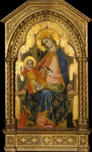 1370 Lorenzo Veneziano Madonna and Child Enthroned with Two Donors MET