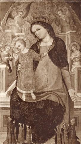 1350-99 Maestro di Sant'Elsino, Madonna con Bambino in trono, angeli e donatori coll priv