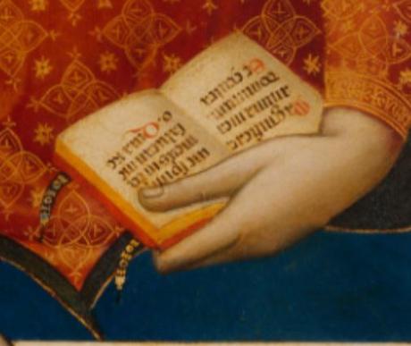 1330 ca Bernardo_Daddi Madonna,_Saint_Thomas_Aquinas,_and_Saint_Paul_Getty Museum detail