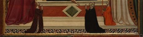 1335 Bernardo_daddi,_madonna_tra_s._caterina_e_s._zanobi_coi_donatori Museo dell'Opera del Duomo Florence detail