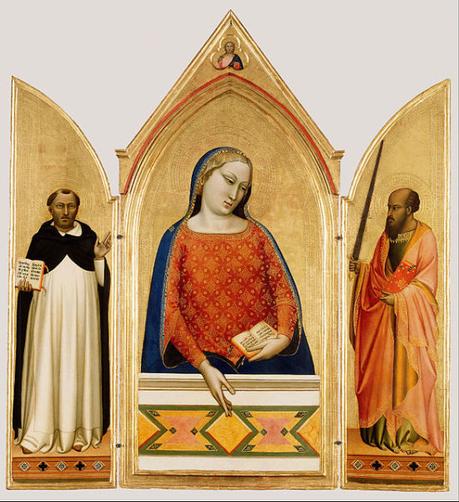 1330 ca Bernardo_Daddi Madonna,_Saint_Thomas_Aquinas,_and_Saint_Paul_Getty Museum