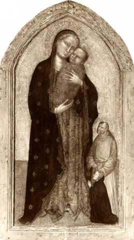 1350 - 1399 Maestro della pala di San Niccolo, Madonna con Bambino, santo monaco e donatore coll priv