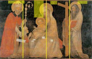 1400-99 Giovanni Badile attr Pala della Levata Madonna con Bambino tra san Nicola di Bari, sant'Andrea e la committente par quatre
