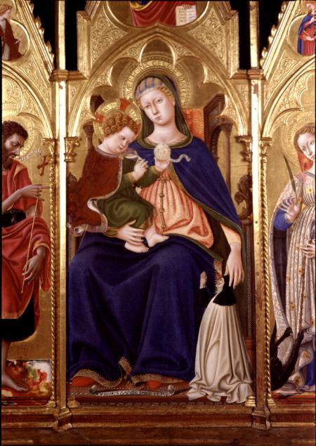 1438 Domenico di Bartolo, Madonna con Bambino in trono e donatrice Pinacoteca Nazionale, Perugia detail