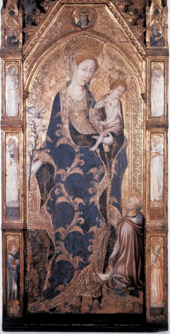 1440-1451, Goncal Peris Sarria y taller, Virgen con el Nino y el cardenal Alfonso de Borja futur papa Callixte III, Museum of Fine Arts, Boston