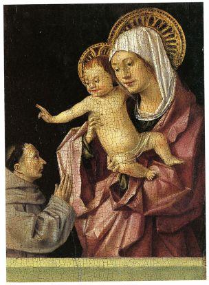 1465-70 Antonello da messina MADONNA COL BAMBINO E UN DONATORE FRANCESCANO Museo Regionale Messina