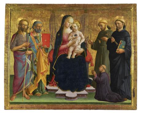 1450-80 Domenico di Michelino, san Giovanni Battista, san Pietro, san Francesco d'Assisi, san Leonardo e donatore Musee des BA Dijon